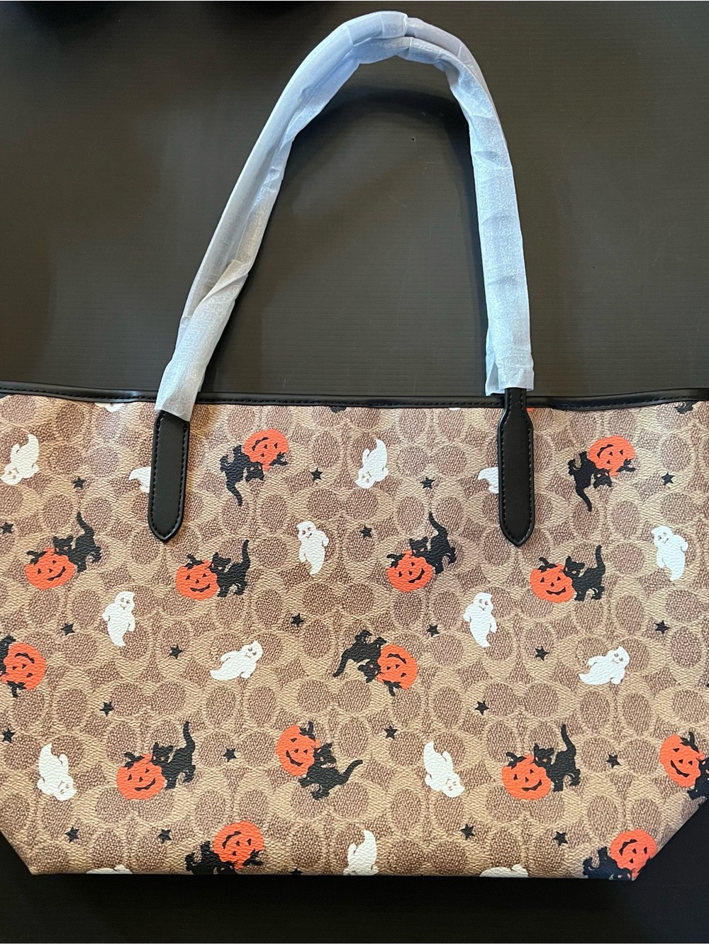 Coach Brown Halloween Print Tote with Orange & Black Accents - Picture 10 of 10